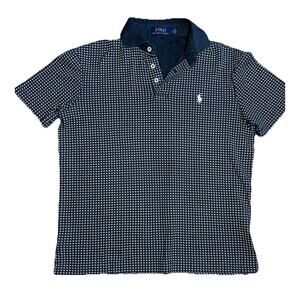 Polo Ralph Lauren Shirt Blue Short Sleeve Pin Dot Geometric Pattern Men’s SP